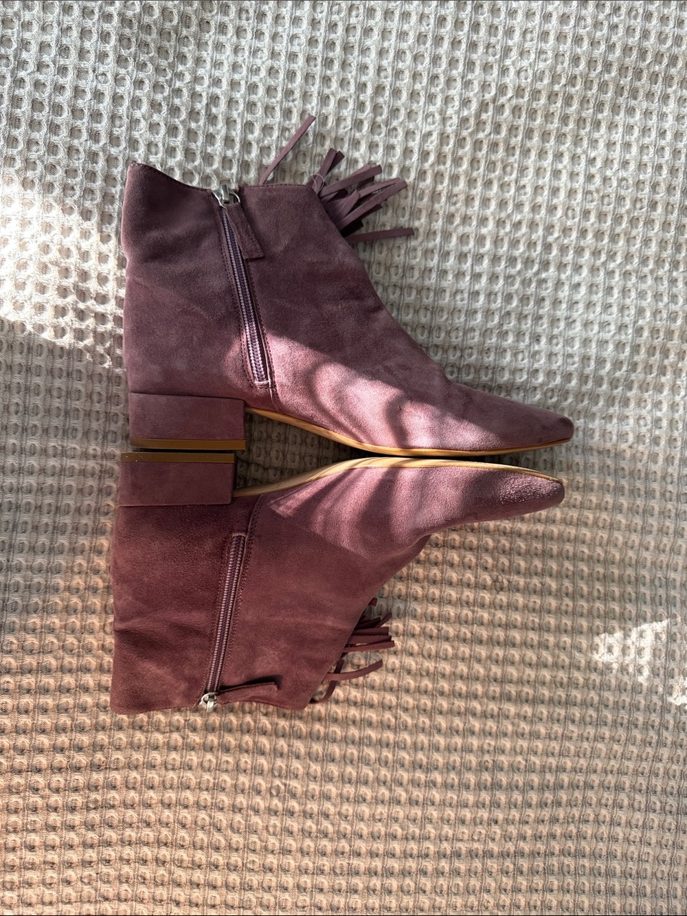 Women’s Suede Fringe Ankle Boots - Dusty Mauve by Free People in size 37 - Picture 3 of 7